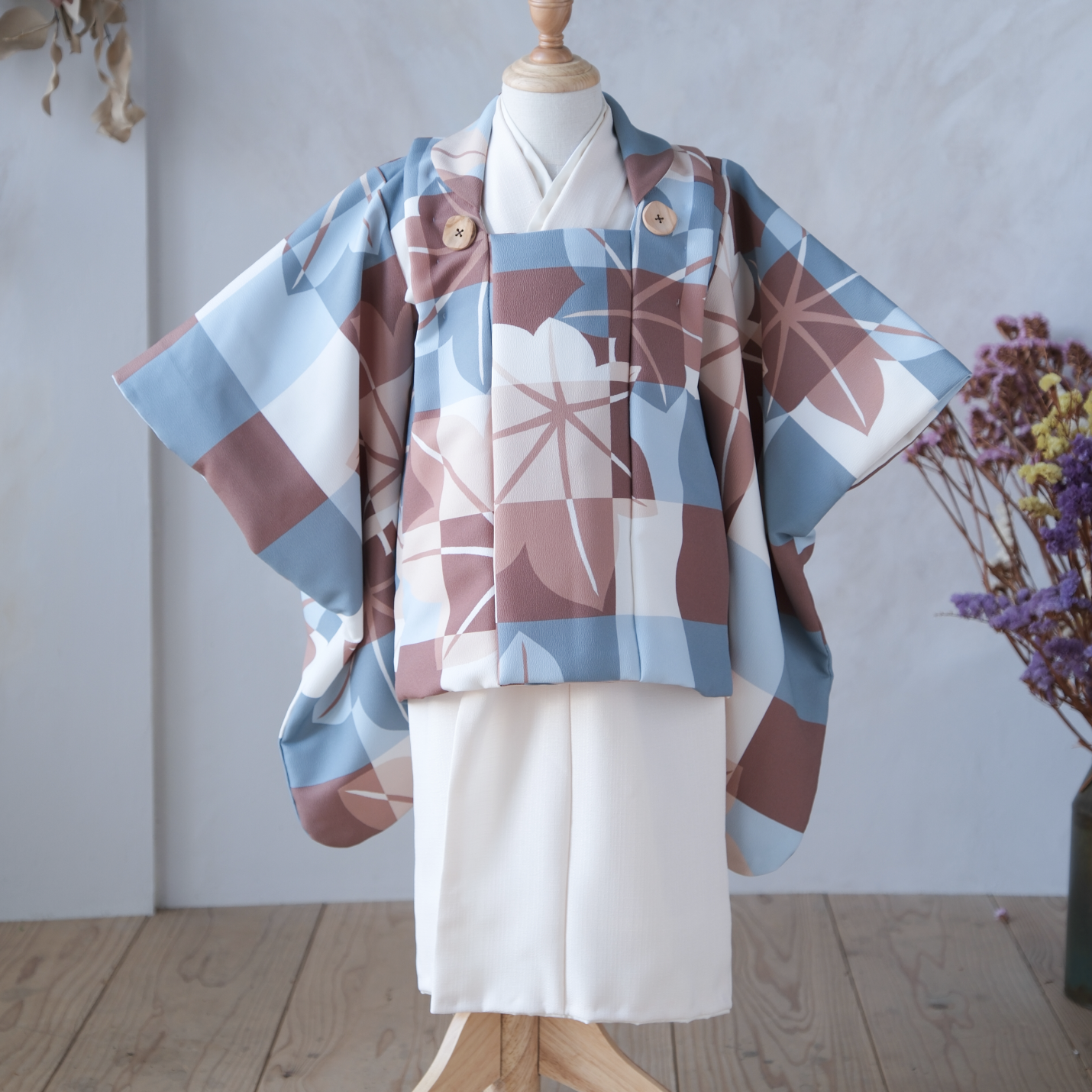 青と茶色の着物