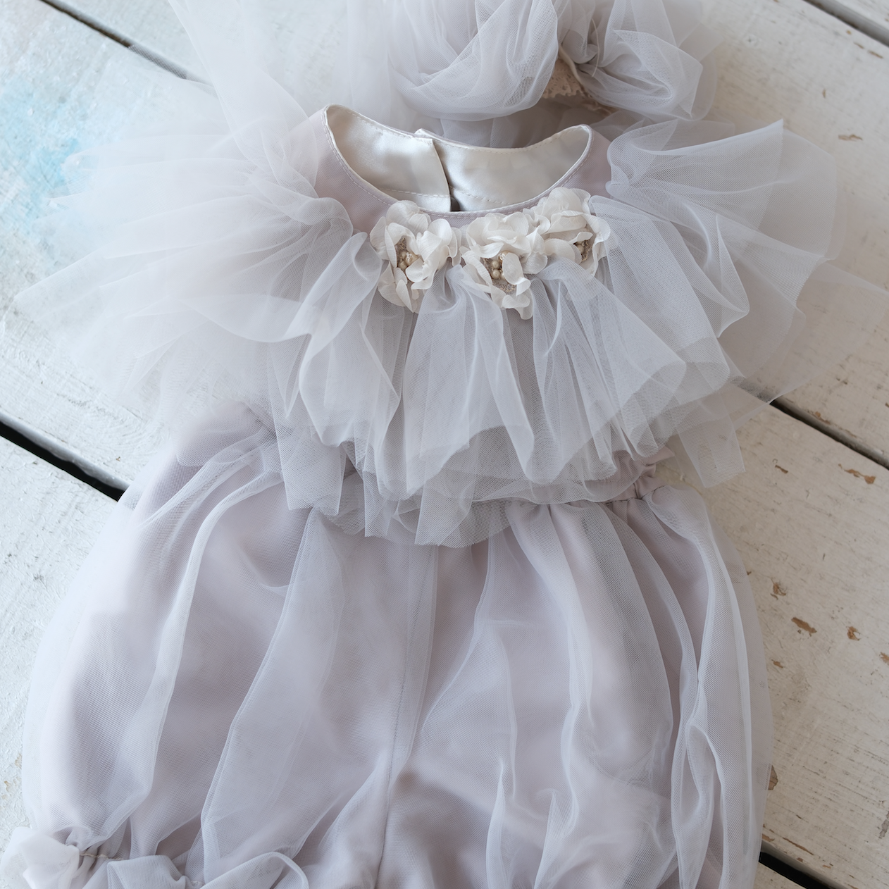 紫色のお宮参り撮影用ドレス