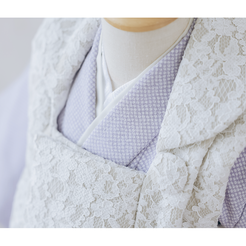 七五三用パープルの着物とレースの被布